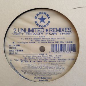 12inchレコード 2 UNLIMITED / GET READY FOR THIS (REMIXES)_画像1