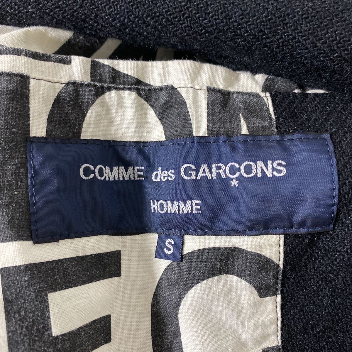希少 AD 2005 アーカイブ コレクション コムデギャルソン オム ウール 縮絨 ロゴ コート S COMME des GARCONS homme_画像8