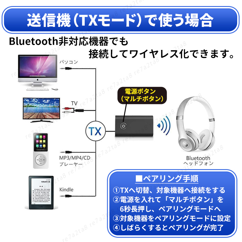 bluetooth トランスミッター レシーバー 送信機 受信機 バッテリー ワイヤレス スピーカー ヘッドセット ゲーミング usb cd アンプ ラジオ_画像2