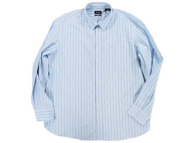 新品 Faconnable 長袖 水色ストライプシャツ XL 定価18480円 ボタンダウン 胸ポケット 水色 ファソナブル ファッソナブル メンズ