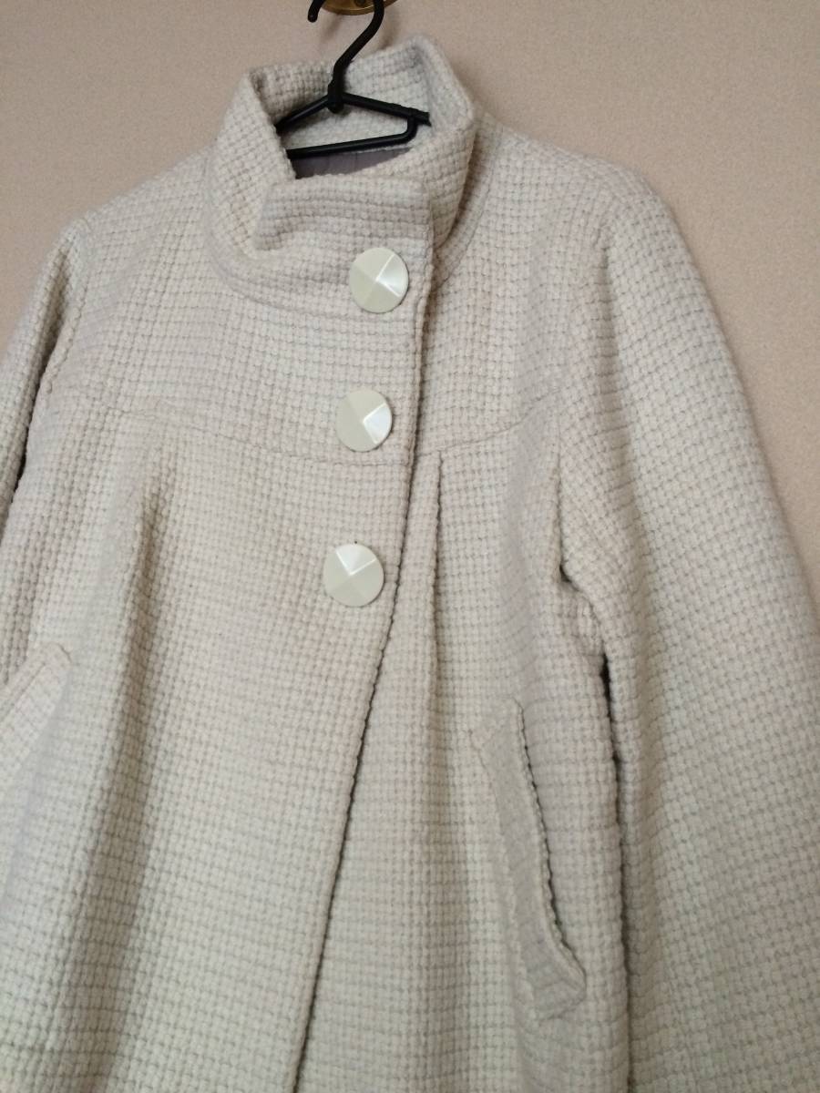  clothes coat * OLIVE des OLIVE Olive des Olive jacket short coat waffle tweed eggshell white beige *