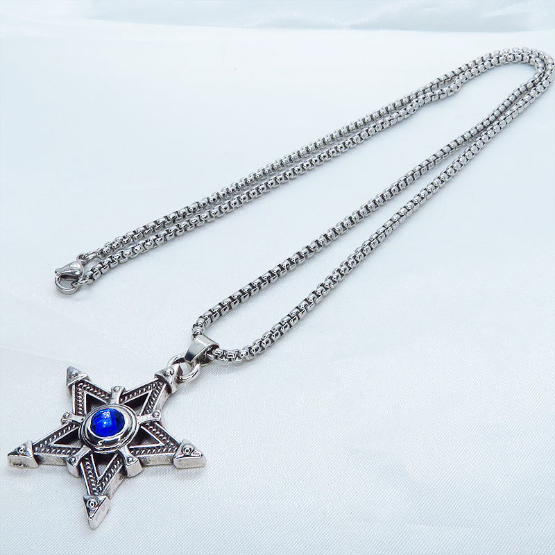  center ... brilliancy . hold pen ta gram (.. star ). silver color necklace bread clock gothic men's lady's 