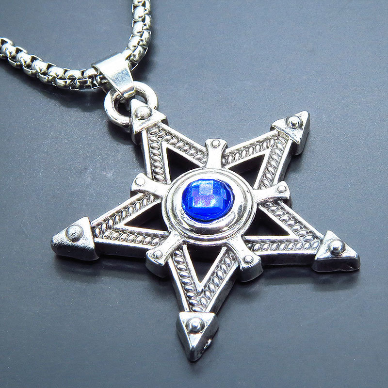  center ... brilliancy . hold pen ta gram (.. star ). silver color necklace bread clock gothic men's lady's 