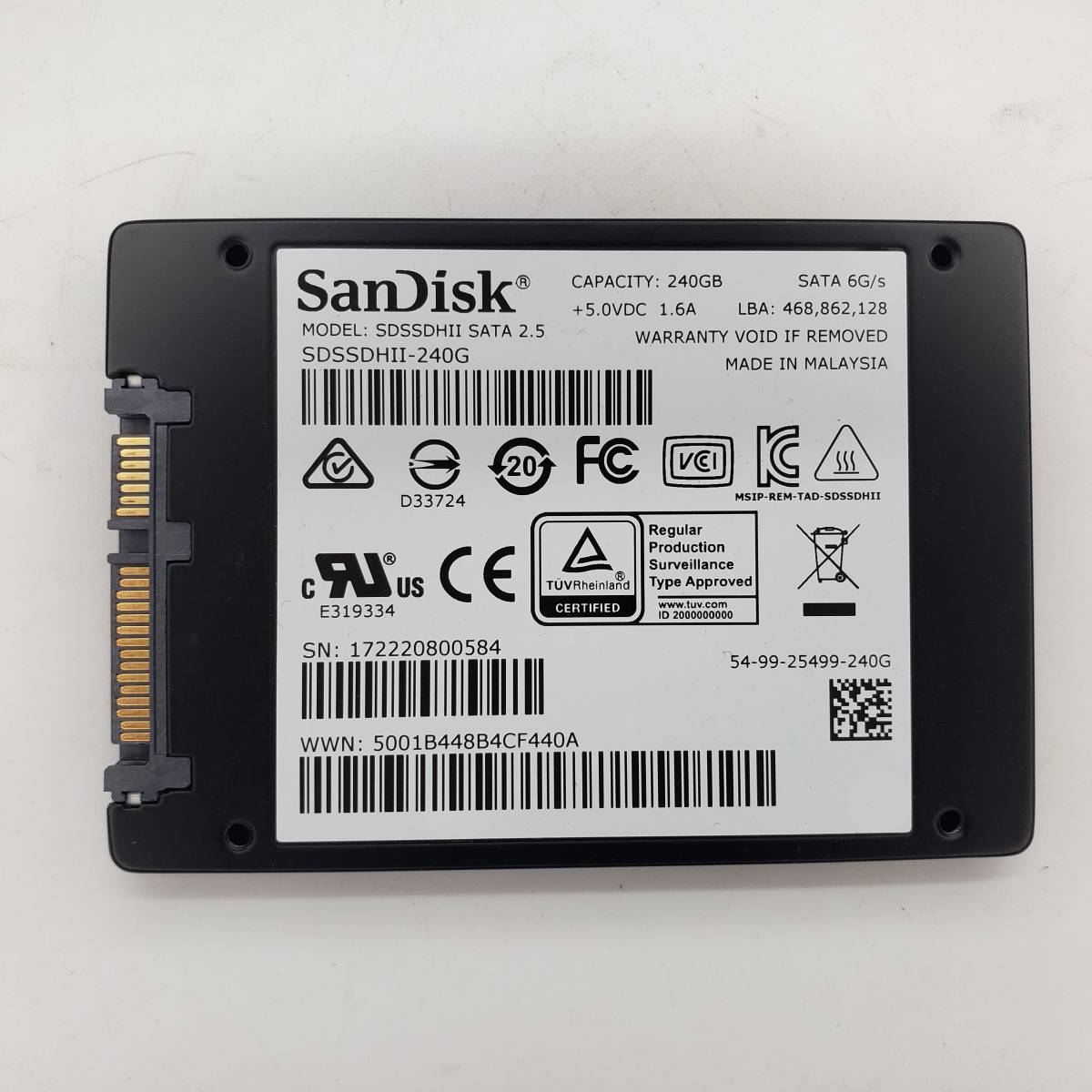 ３個まとめ対応中【送料無料・SSD240GB】サンディスク　SanDisk（管：CW2-SD-800584）2.5インチ SDSSDHII-240G　6Gb/s フォーマット済み 