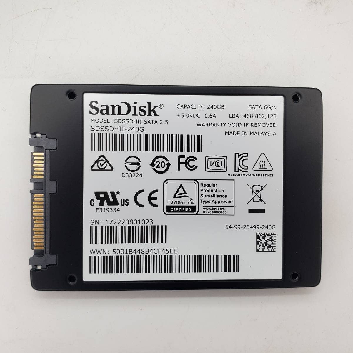 【送料無料・SSD240GB】サンディスク　SanDisk（管：CW2-SD-801023）2.5インチ SDSSDHII-240G　6Gb/s フォーマット済み 