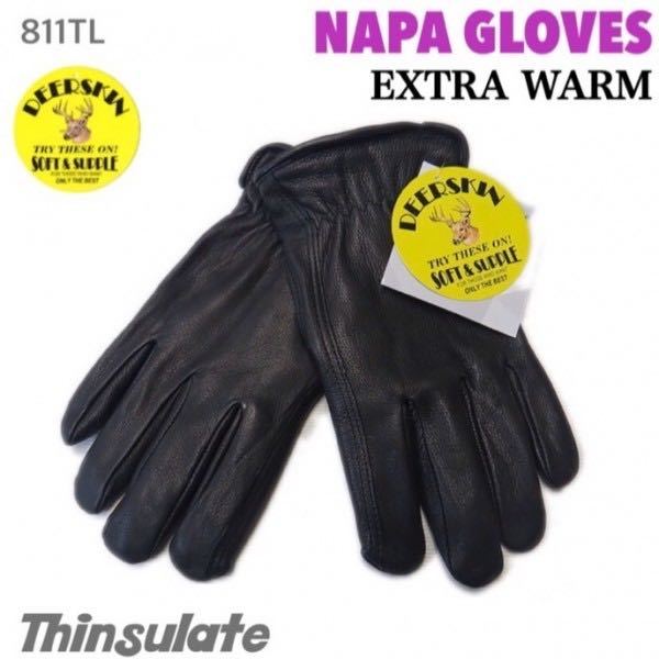 送料無料 NAPA GLOVES ナパ 鹿革 防寒 冬用 シンサレート グローブ 811TL-XL BLACK 黒 EXTRA WARM ディアスキン 柔らかい グローブ