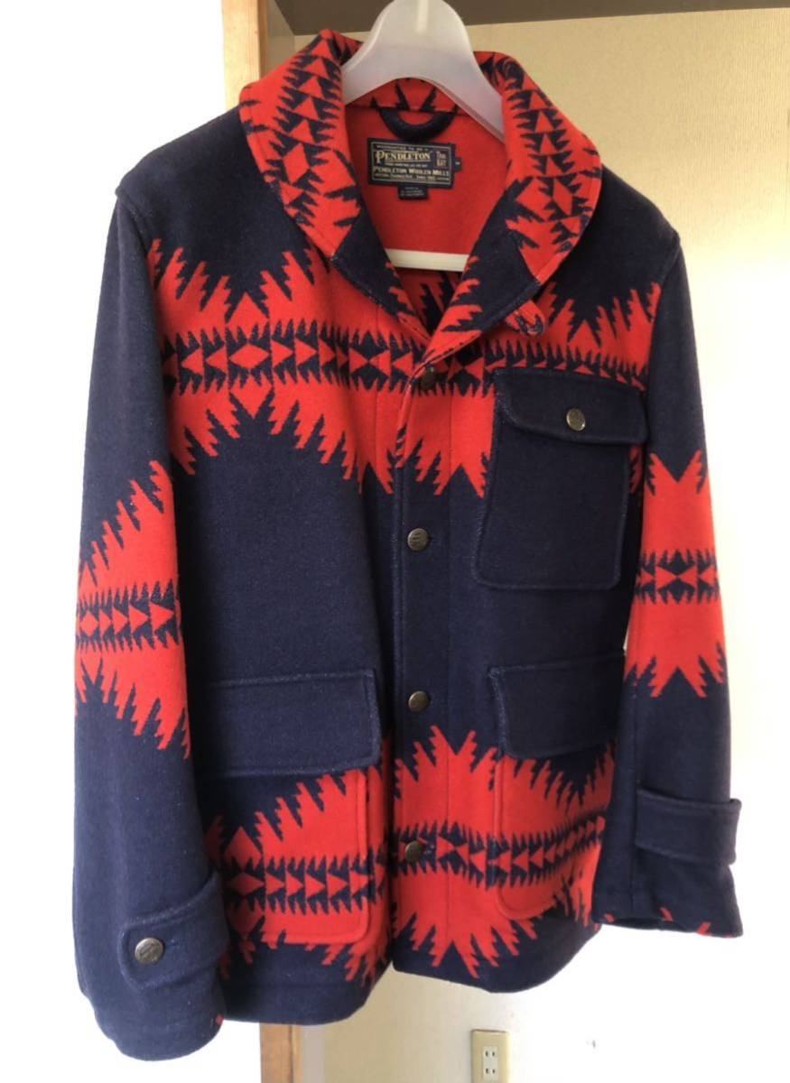 美品 ペンドルトン Pendleton トーマスケイ コレクション 限定生産モデル ウール ネイティブ柄 ジャケット コート sizeM ショール カラー_画像2