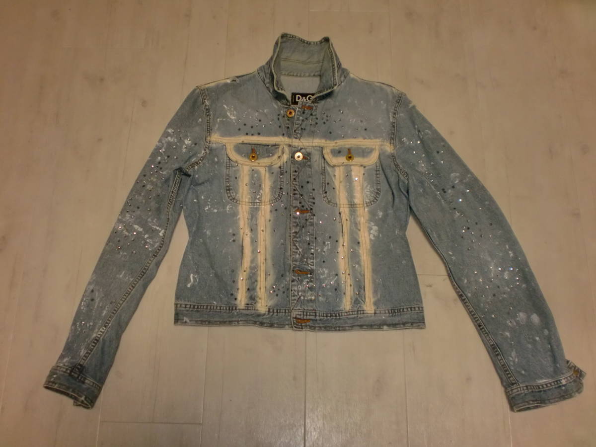 D&G/ Dolce & Gabbana Kirakira повреждение G Jean Denim жакет 34/48