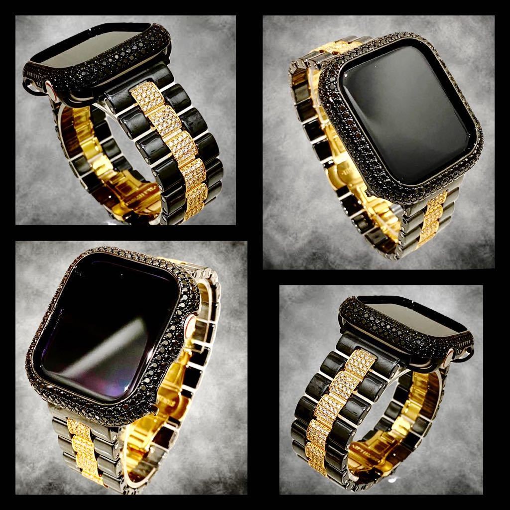  same day shipping 45mm complete sale.41mm stock equipped. Apple watch custom bezel belt set series 7 exclusive use black & Gold 