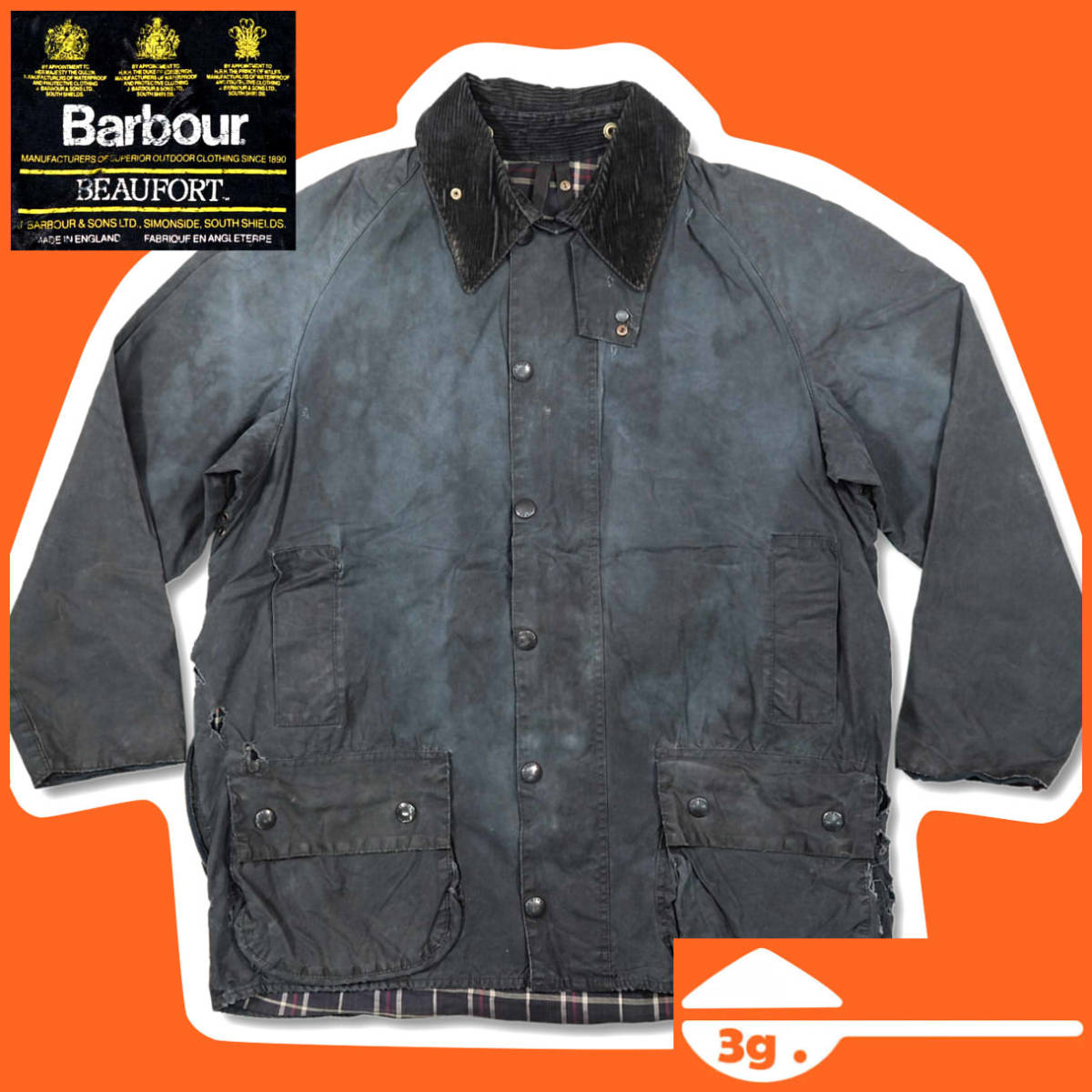 人気デザイナー 即決☆英国製 Barbour☆メンズL~XL位 90s 90年代