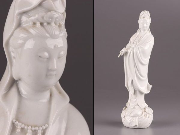 ヤフオク! - 中国古玩 唐物 仏教美術 徳化窯 白磁 観音菩薩 仏像 細...