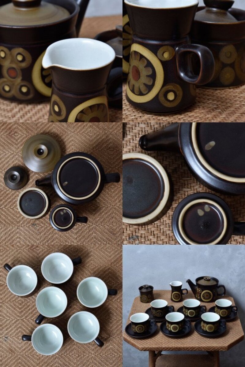 IZ44169I☆15点セット DENBY Arabesque カップ&ソーサー ポット 英国