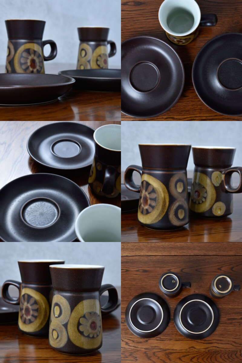 IZ44168I☆7点セット DENBY Arabesque カップ&ソーサー ポット 英国