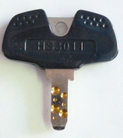 ▲ HS3011/青色　アルゼ系　メーカー純正のドアキーです。(中古品)　対応シリンダーにご注意ください。 鍵 カギ かぎ_画像1