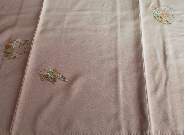 付け下げ 袷 帯 長襦袢 刺繍 薄紫 ぼかし 帯締 帯上 7点セット 礼装 和装 着物 レディース 値下げ交渉あり_画像7