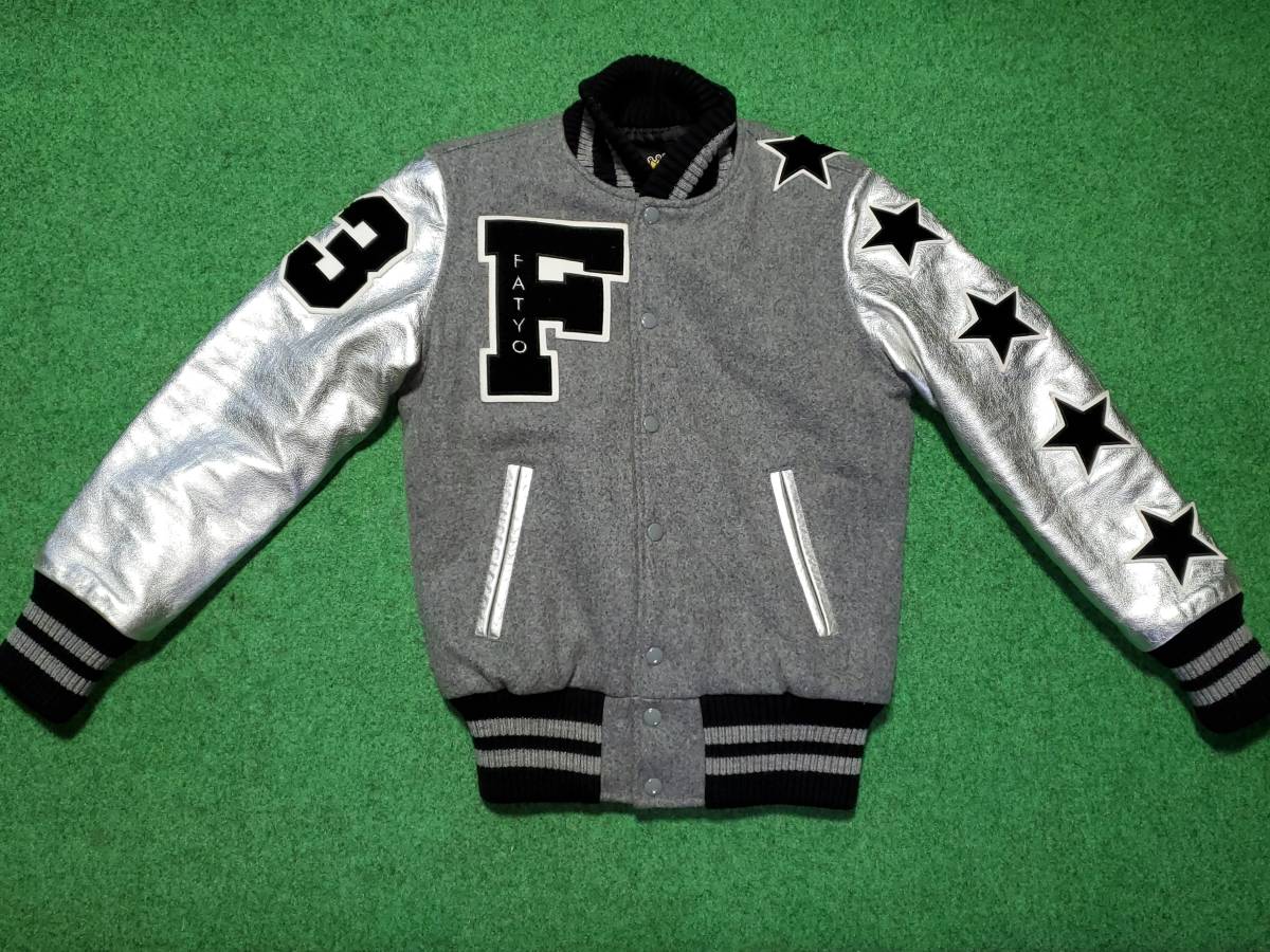 FAT sleeve leather stadium jumper ash x silver / TITCH (S) [ free shipping ]