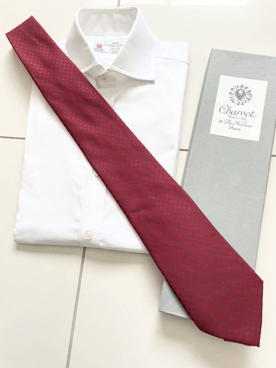 ■ 新品 Charvet シャルベ 定価 3万5,200円 永久定番 バーガンディレッド シルク タイ ネクタイ ワイシャツ シャツ Kiton マリネッラ zilli