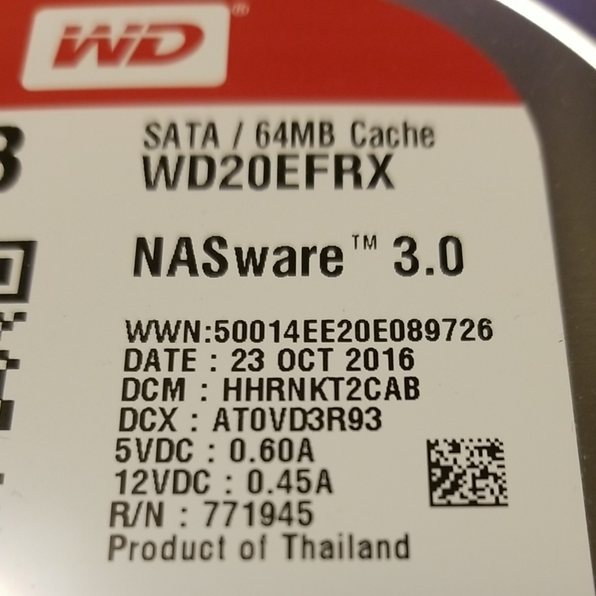 WD RED 2.0TB (訳あり) SATA HDD WD20EFRX