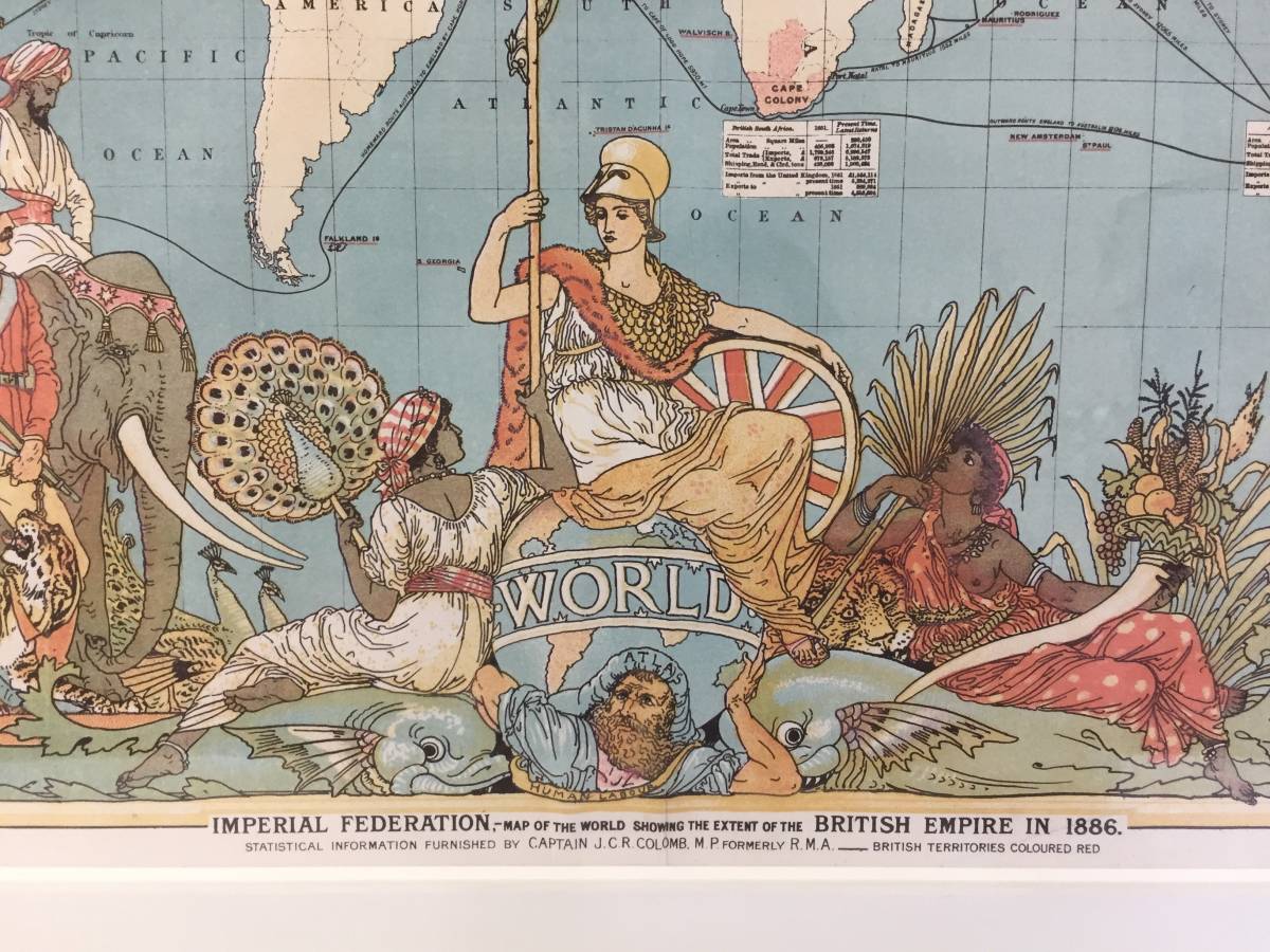 古地図 1886年 大英帝国勢力図 版画 イギリス植民地地図 Extent 古地図 1886年 大英帝国勢力図 版画 イギリス植民地地図 Extent