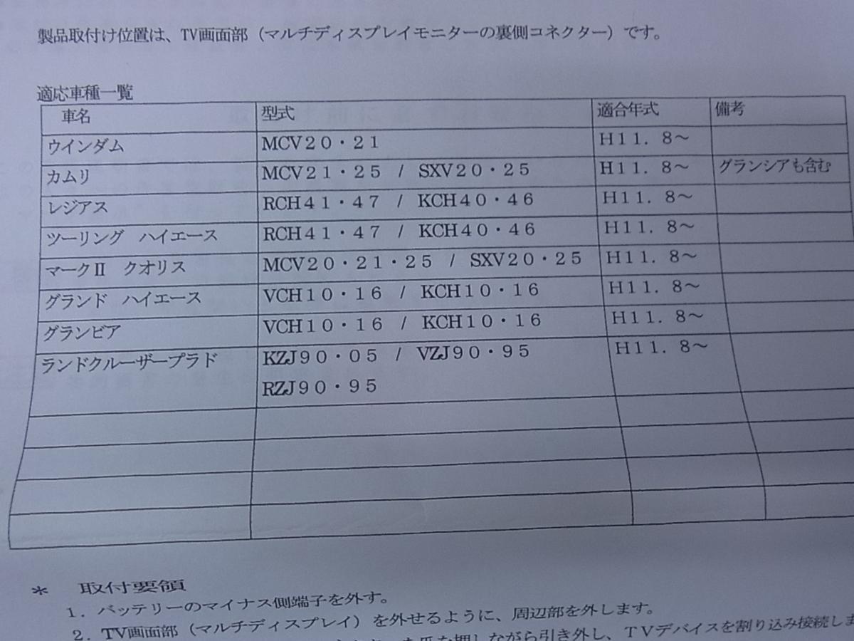 未使用品 TOM'S トムス パッセンジャー TV デバイス 09001-T1011 TVジャンパー トヨタ車用 90系 ランドクルーザープラド等_画像6