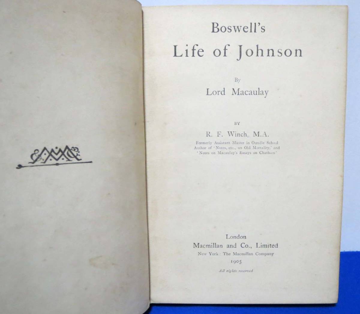 Macaulay's　Boswell's Life of Johnson/ R. F. Winch ◆ Macmillan_画像3