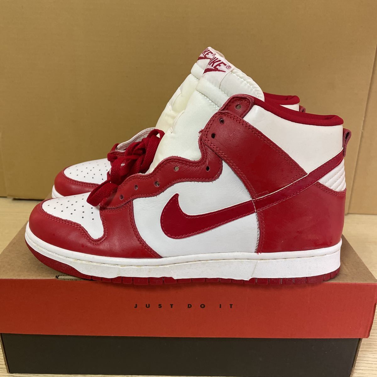 22 NIKE DUNK HIGH LE 28cm / ナイキ ダンク ハイ 白×赤 90年代レトロ 未使用品 22_画像2