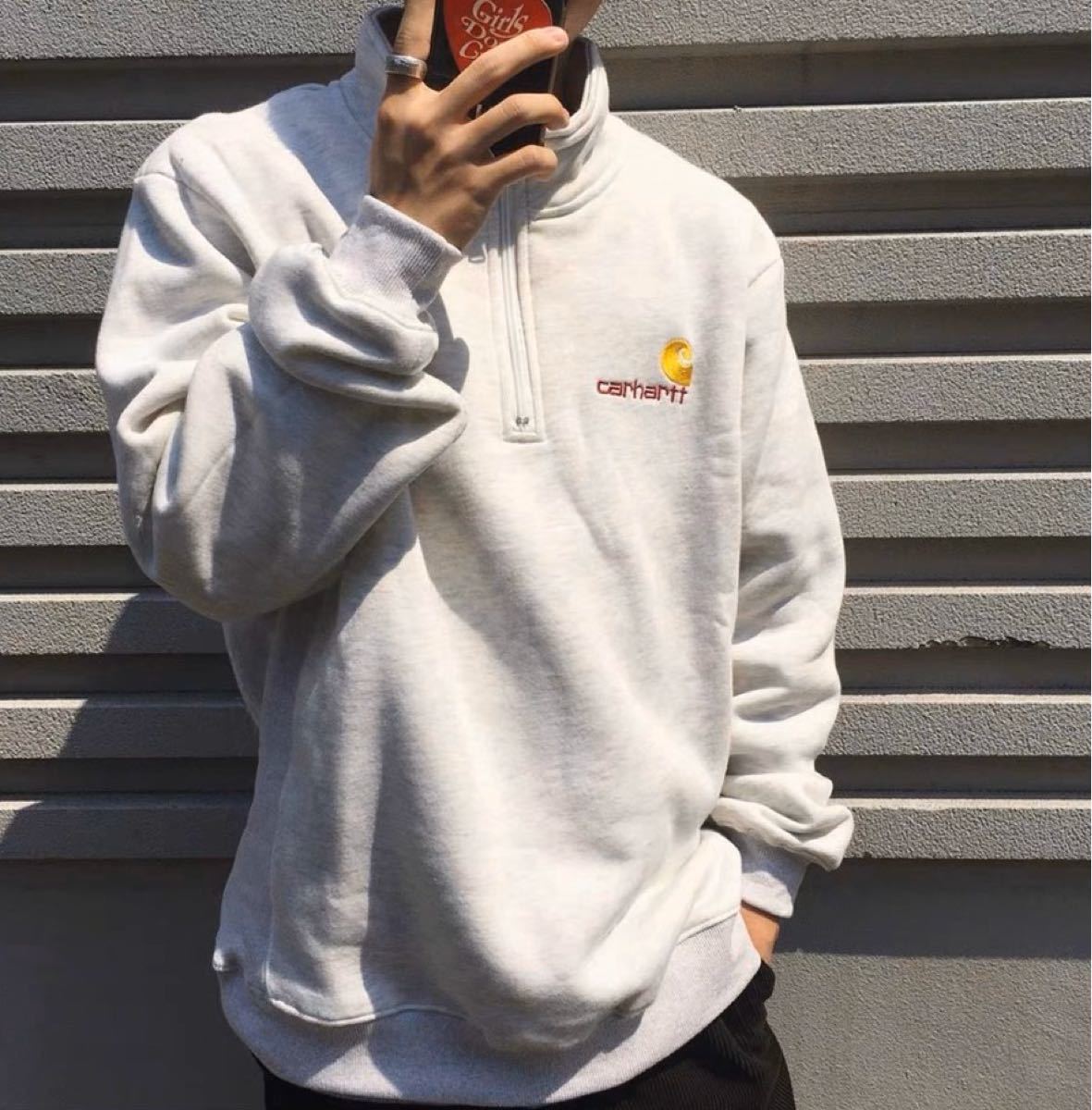 正規品】carhartt カーハート スエットLハーフジップ-