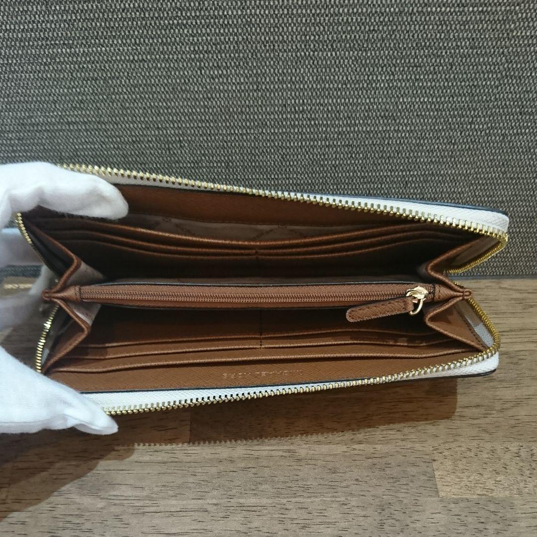 ほぼ新品!マイケルコース 長財布 白 ラウンドファスナー シグネチャー レディース メンズ MICHAEL KORS
