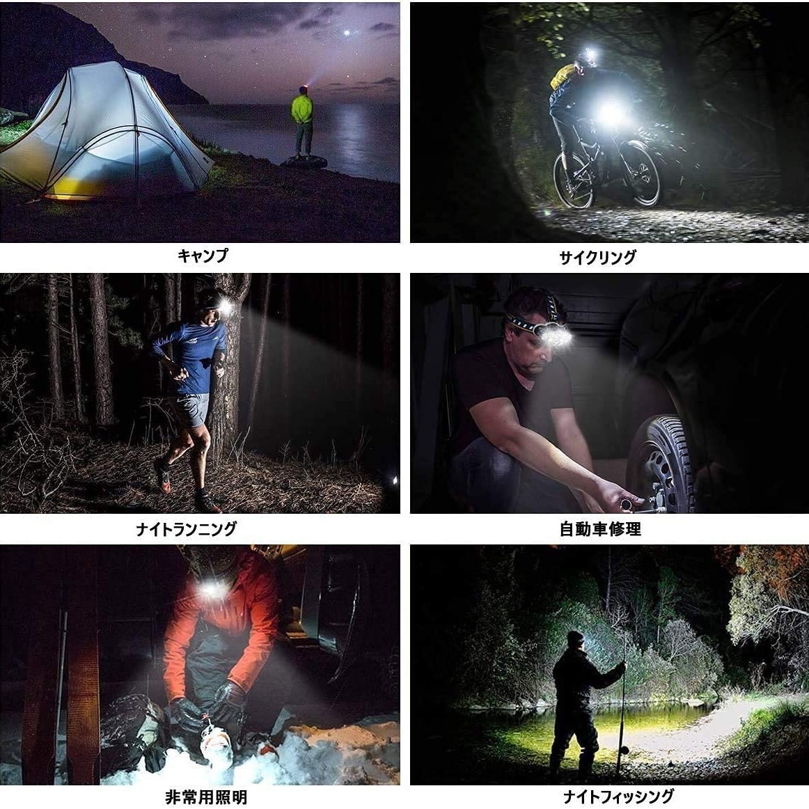 防水 USB充電式 LEDヘッドライト 8点灯モード 軽量 18000ルーメン アウトドア キャンプ 登山 夜釣り