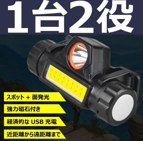 【新品未使用】無段階調光 ヘッドランプ　LEDヘッドライト　充電式　登山　釣り　アウトドア　キャンプ　ランニング