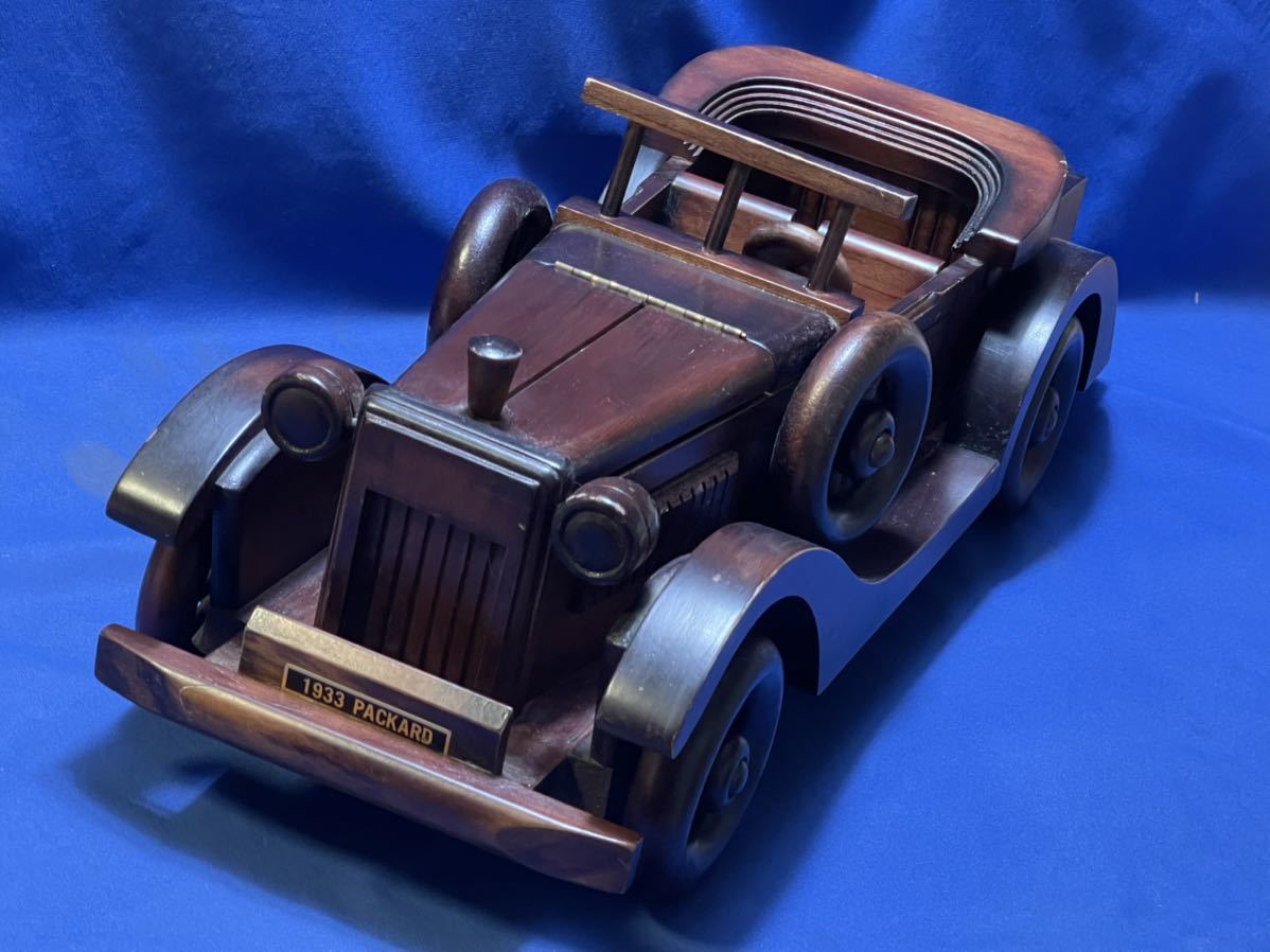 昭和レトロ 木製クラシックカー『 1933 PACKARD 』全長58cm - 木のおもちゃ メーカー不明 1933 パッカード 木製オープンカー -_画像6