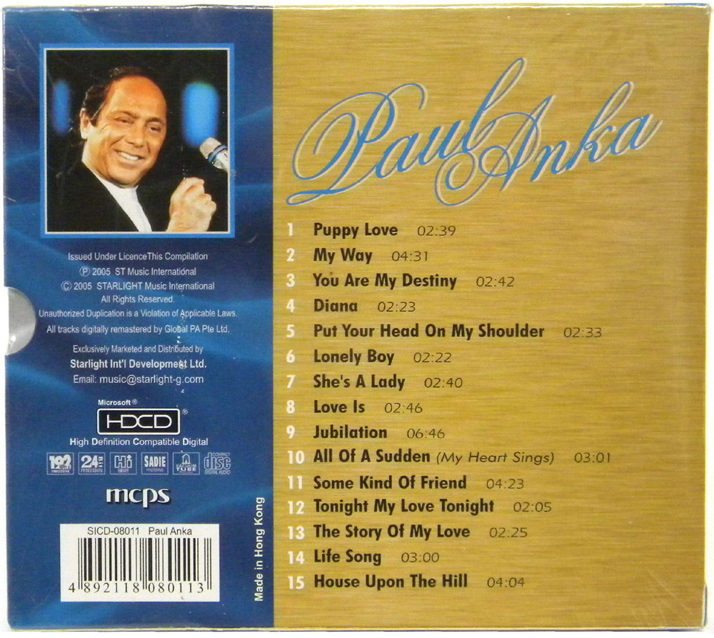 【CD】 The Very Best Of 「 PAUL ANKA 」 Original Greatest Hitの画像2