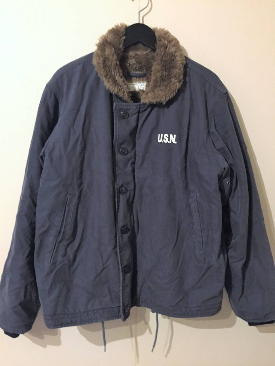 YMCL KY 40年代モデル NAVY DEPARTMENT US NAVY N-1 デッキ ジャケット USN ネイビー 38 Lサイズ NXns15122 ボア襟 美品 ミリタリー TALON _画像1