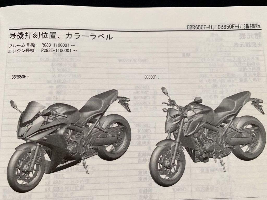 送料無料★3冊 CBR650F CB650F RC83 サービスマニュアル/追補版/配線図 4種/RC83/E-100/110/ホンダ 純正 整備書/60MJE00/Z/FI ABS 故障診断