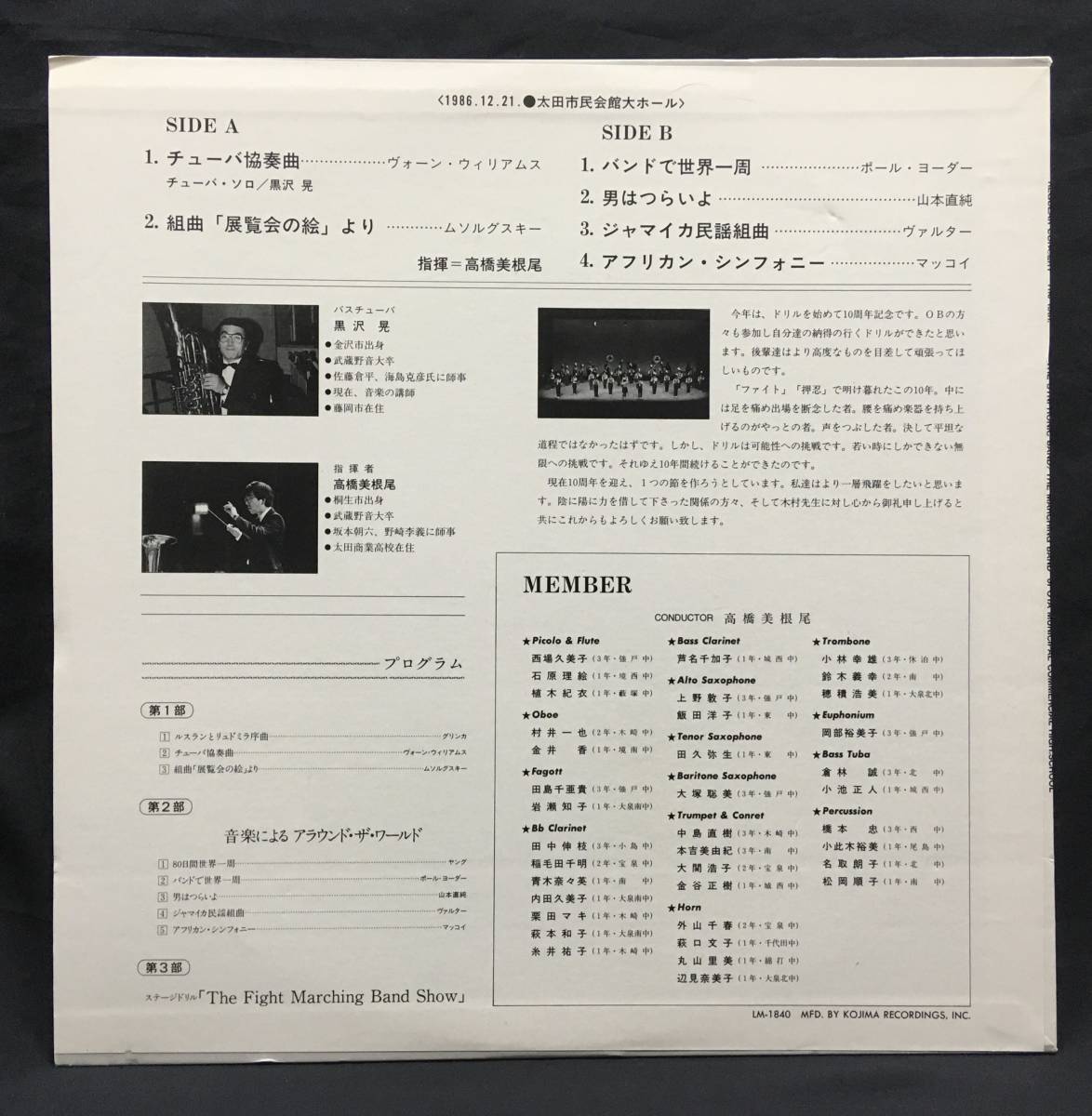LP[ no. 15 times Oota quotient industry high school wind instrumental music part fixed period musical performance .]