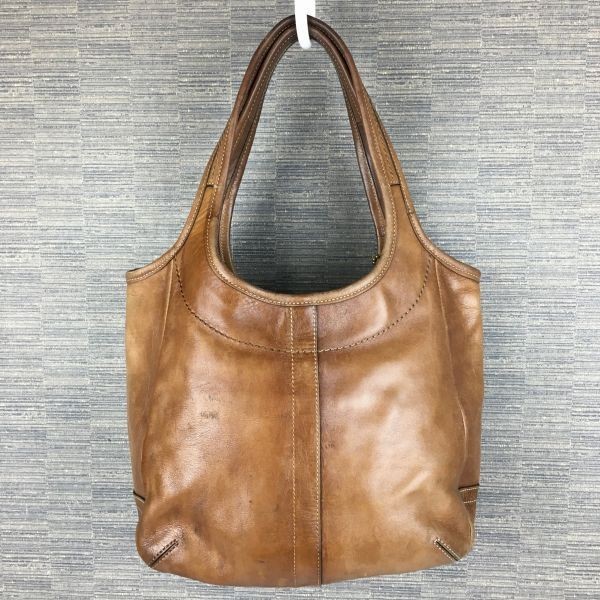 ギフト】 COACH/コーチ レザー ハンド/肩掛けバッグ 茶/ブラウン ロゴ