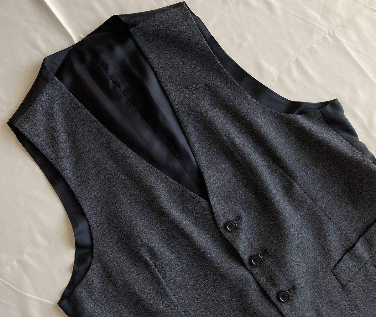 LARDINI ラルディーニ 46 S~M ジレ ベスト 最高級 グレー系 ウール 5