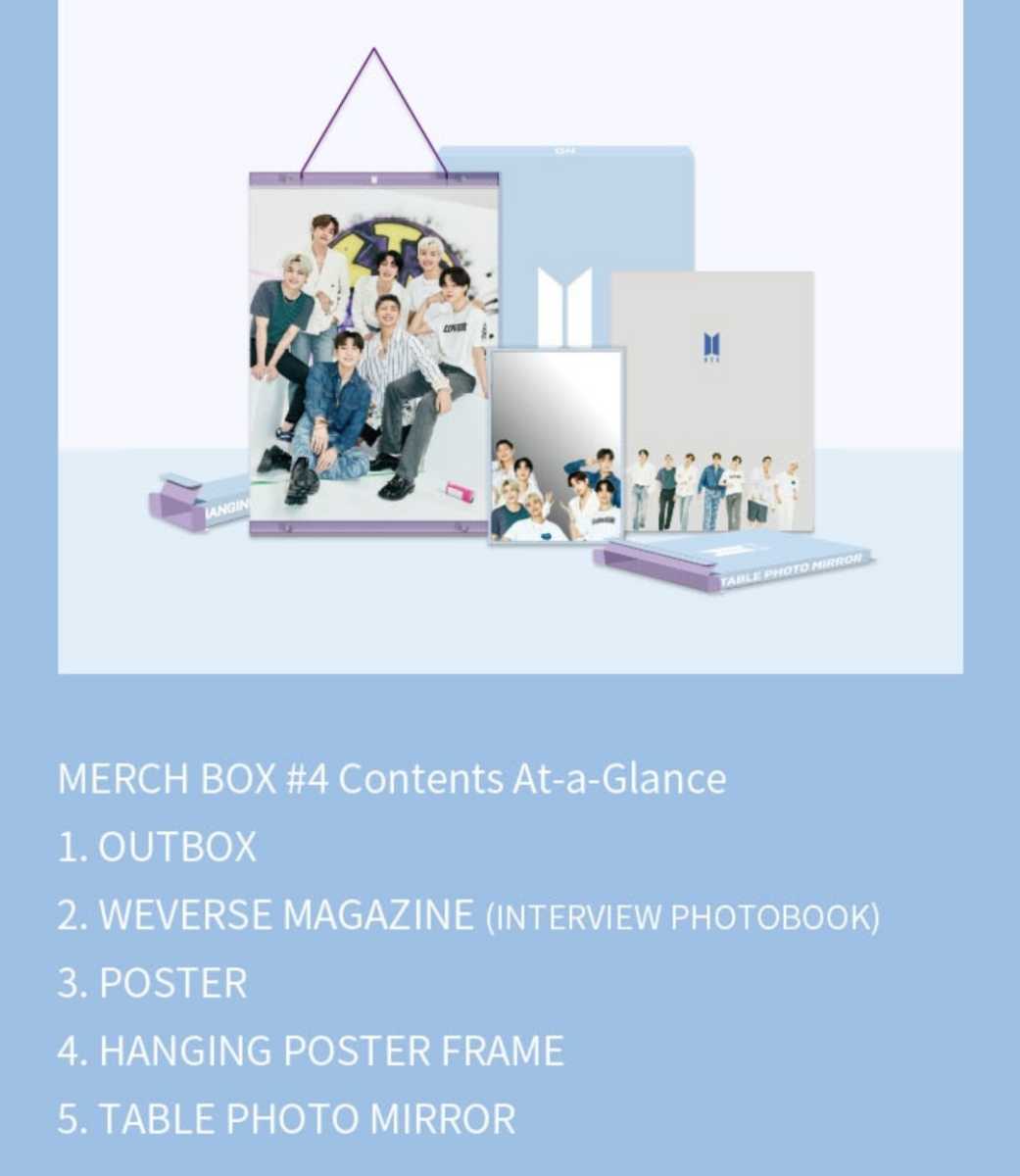 【送料無料】新品未開封品 BTS MERCH BOX #4 防弾少年団 ファンクラブ 公式購入品 bts ミラー ポスター マーチボックス#4