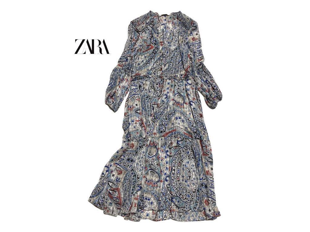 T345 素敵 Zara ザラ マキシ丈 ロングワンピース ペイズリー 総柄 ワンピース 売買されたオークション情報 Yahooの商品情報をアーカイブ公開 オークファン Aucfan Com