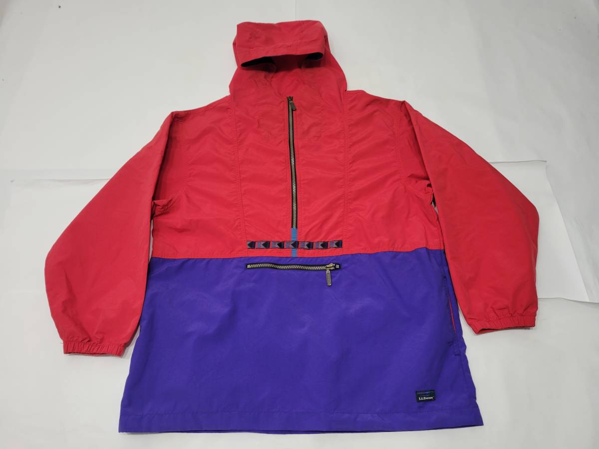 美品 90s 生地 USA製 LLBEAN ナイロン アノラックパーカー kids XL メンズM 程度 エルエルビーン ビンテージ アメリカ製