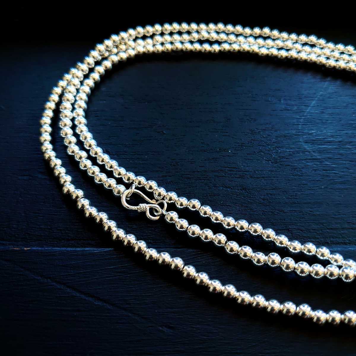 シルバーパール ロングネックレス120cm silver925パール シルバービーズ ナバホパール ボールチェーン ヴィンテージ