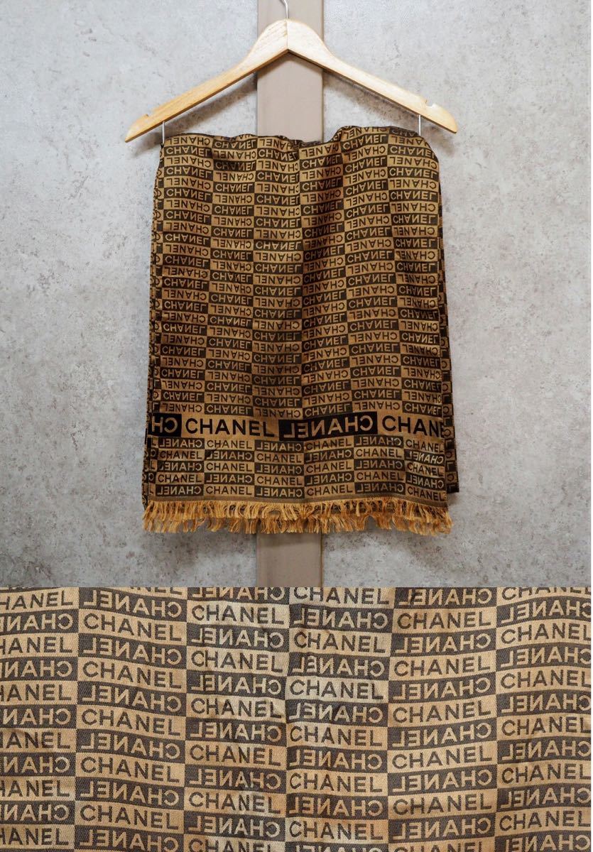 CHANEL シャネル 総ロゴ 激レア ショール ストール マフラー シルク