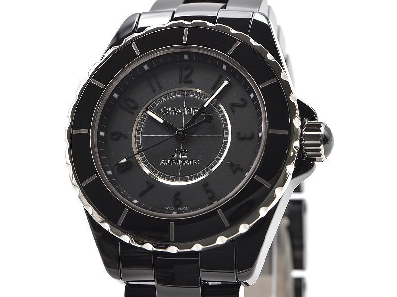 憧れの [3年保証] 送料無料 中古 腕時計 自動巻き オールブラック ブラックセラミック 新品仕上済 H3829 J12インテンスブラック メンズ シャネル J12