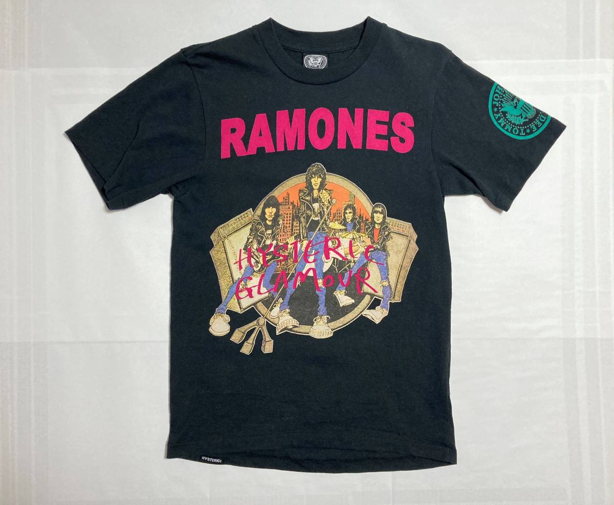 愛用 Tシャツ コラボ RAMONES GLAMOUR HYSTERIC サイズFREE ① T ROCK ラモーンズ ヒステリックグラマー 黒 BLACK ブラック その他