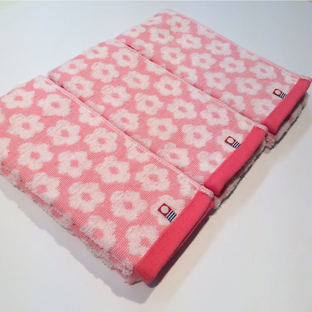 今治タオル フェイスタオル 浴用 まとめて 3枚 セット 日本製 花柄 ピンク 可愛い バスタオル ブランド_画像2