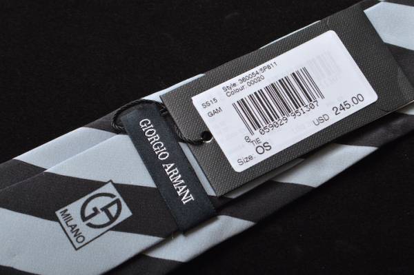 SALE [TI1289]joru geo Armani чёрный этикетка галстук коллекция модель блок полоса шелк производства новый товар 