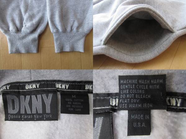 90's USA製 DKNY パーカー ヘザーグレー ダナ キャラン ニューヨークDonna Karan New Yorkフード スウェットNYCトレーナーJEANSダンス /_使用感,薄汚れ,毛羽立ち,細かな毛玉等有り