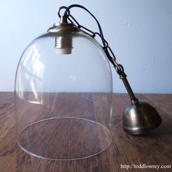 【透明な光】 ヴィンテージ ガラスシェード ペンダント 照明 ランプ インダストリアル ◆Vintage Clear Glass Shade Pendant Lamp ◆_チェーンつきペンダント灯具とセットです
