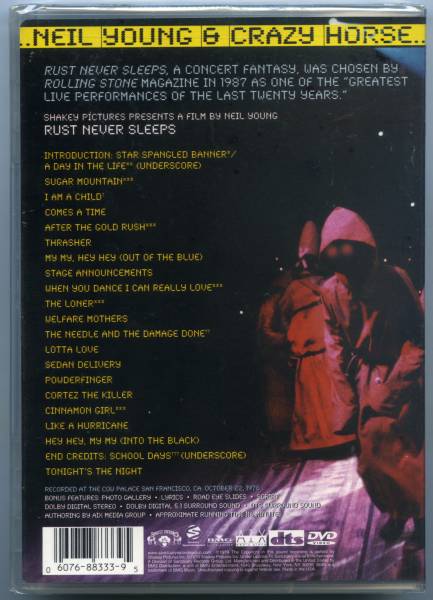 ♪♪DVD 『Neil Young & Crazy Horse Rust Never Sleeps 』輸入盤♪♪_画像2