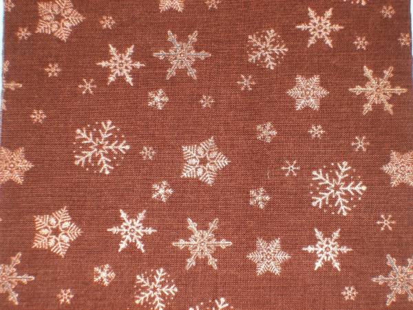 木綿の半衿、雪の結晶、レンガ色に金_画像2